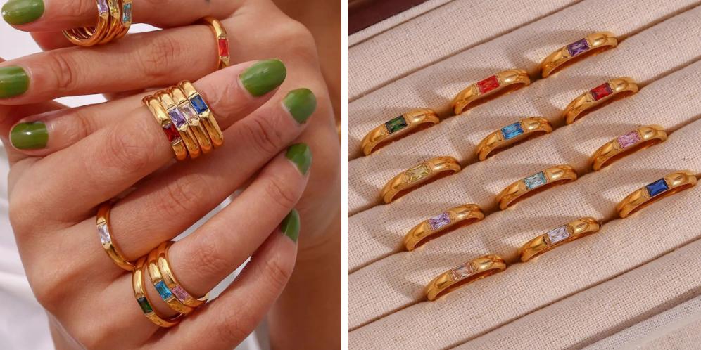 gemstone band rings