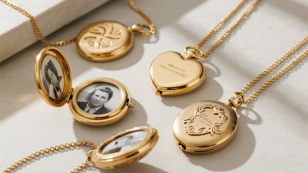 solid gold photo locket